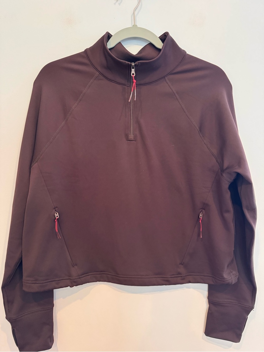 OFFLINE By Aerie Warm Up Quarter Zip Cropped Sweatshirt Brown M
